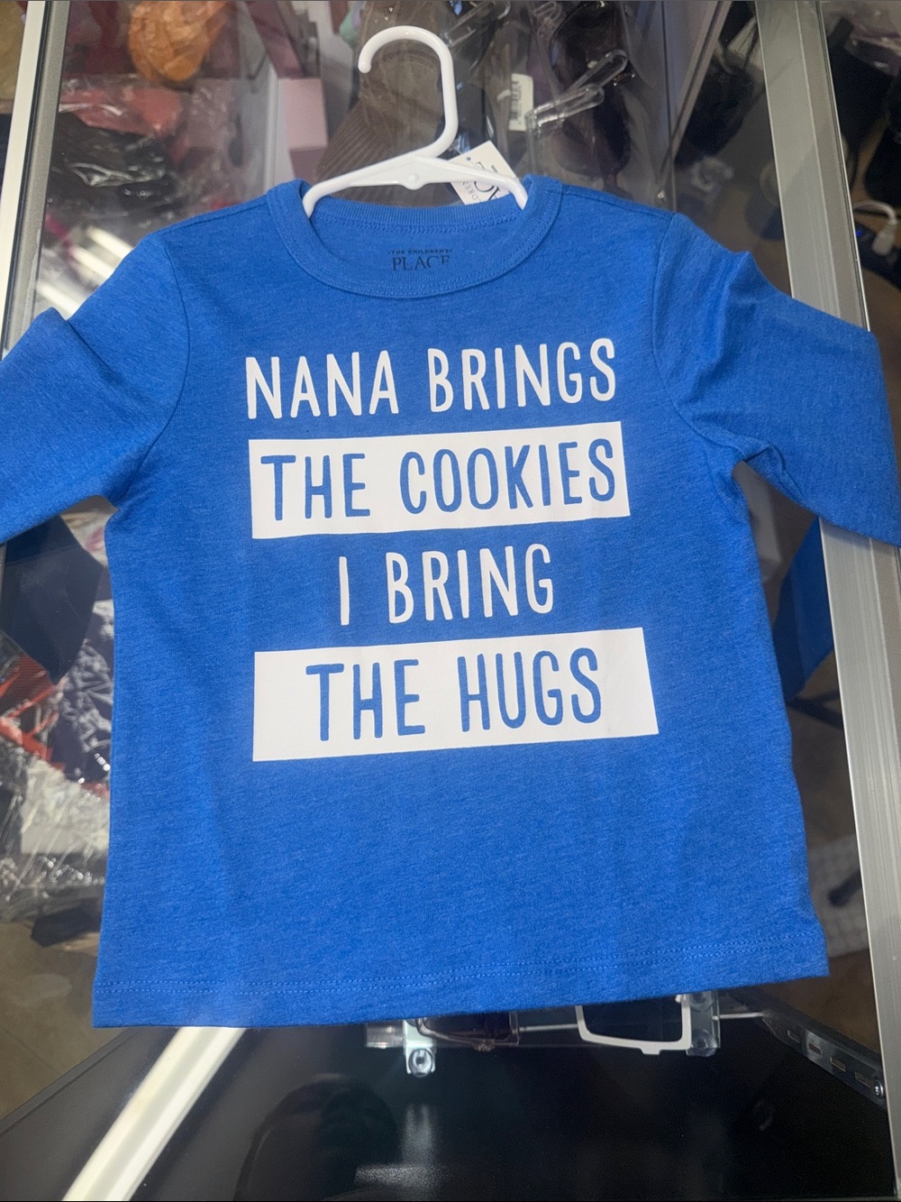 Place Blue Long-Sleeve Tee with White 'Nana Brings The Cookies' Print